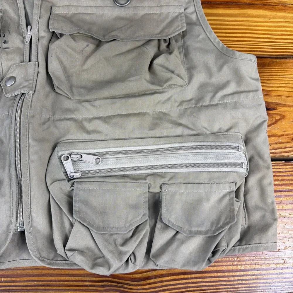 Vintage 80s Cabelas Fly Fishing Vest Utility Mens XL Made in Korea